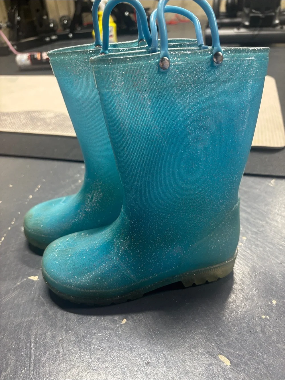 LIGHT UP Kids Teal Glitter Rain Boots – Waterproof Outdoor Boots